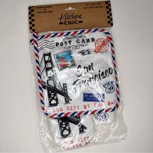 NEW KITCHEN CHIC SAN FRANCISCO OVEN GLOVE & POT HOLDER